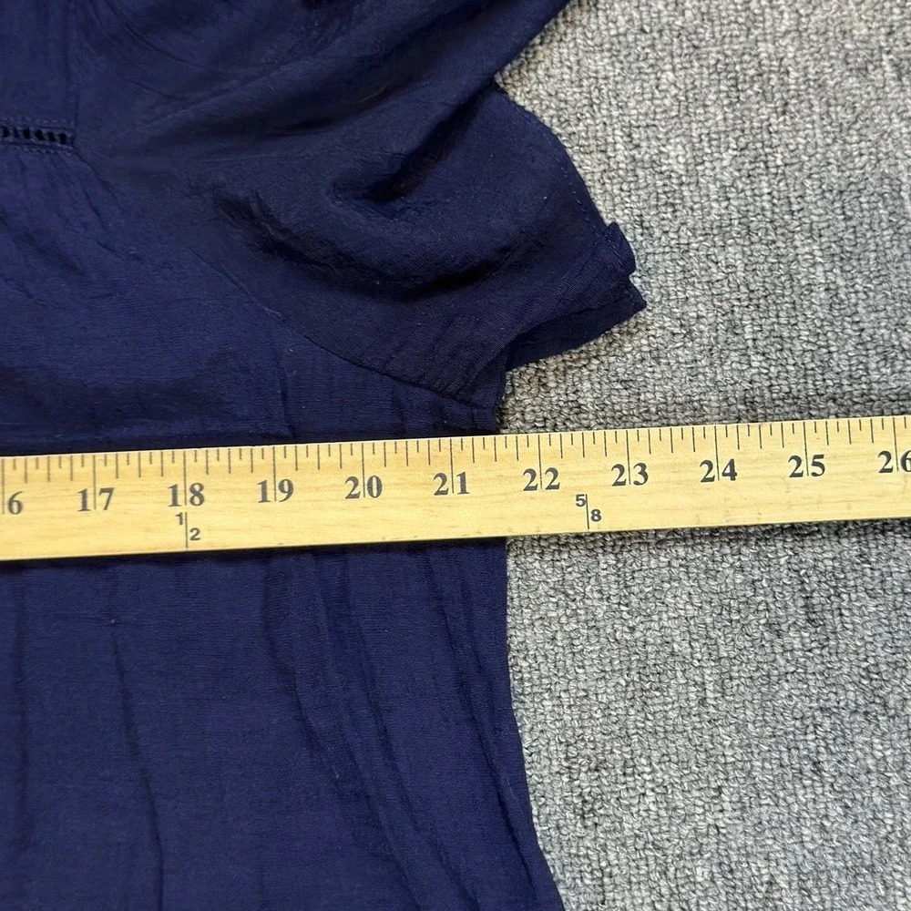 Nanette Lepore Blue‎ Rayon Blouse Semi-Sheer Blouse Key Hole Size Medium